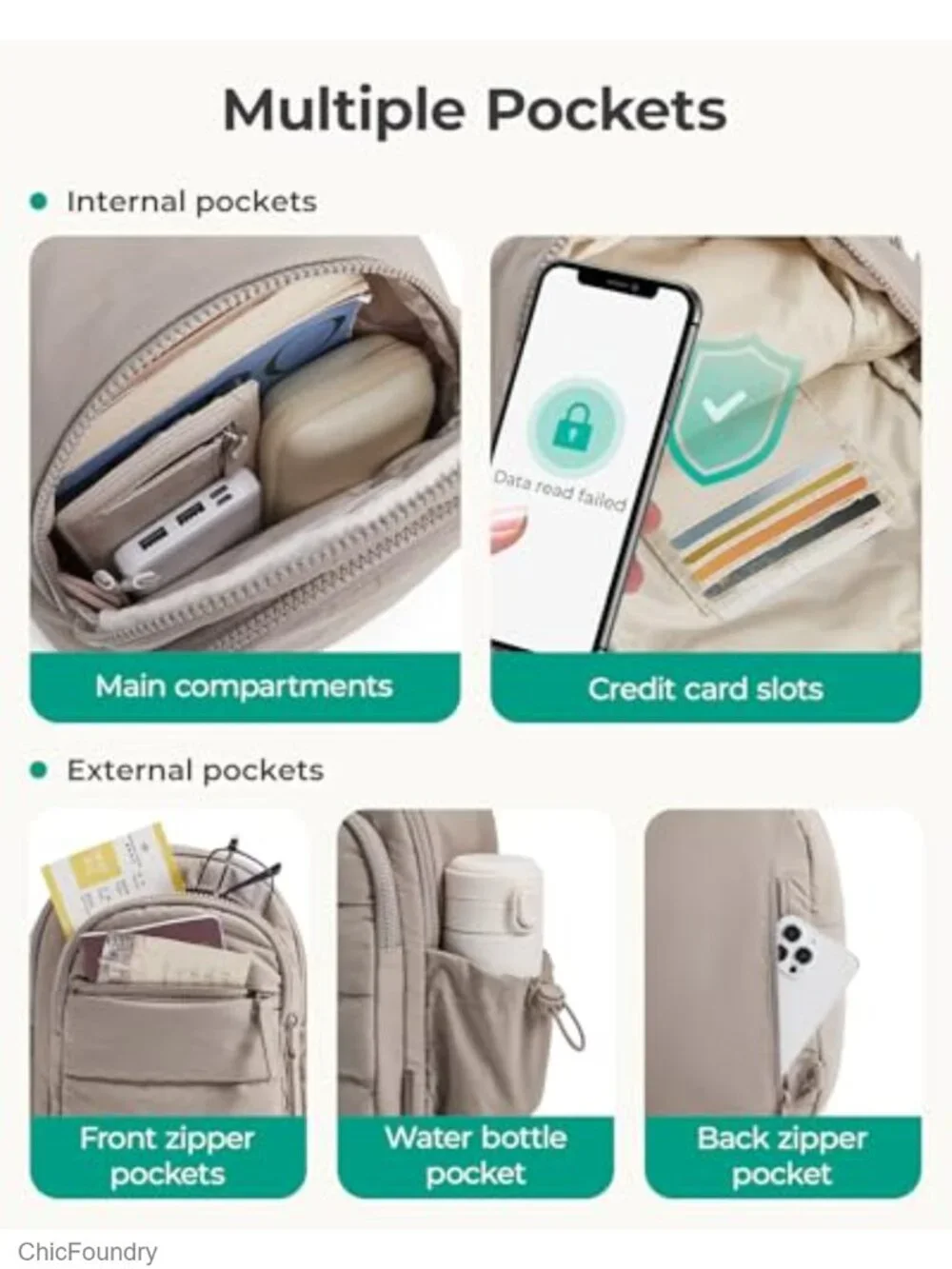 Puffer Sling Bag with RFID Blocking, Crossbody Hobo Handbag for Travel Hiking